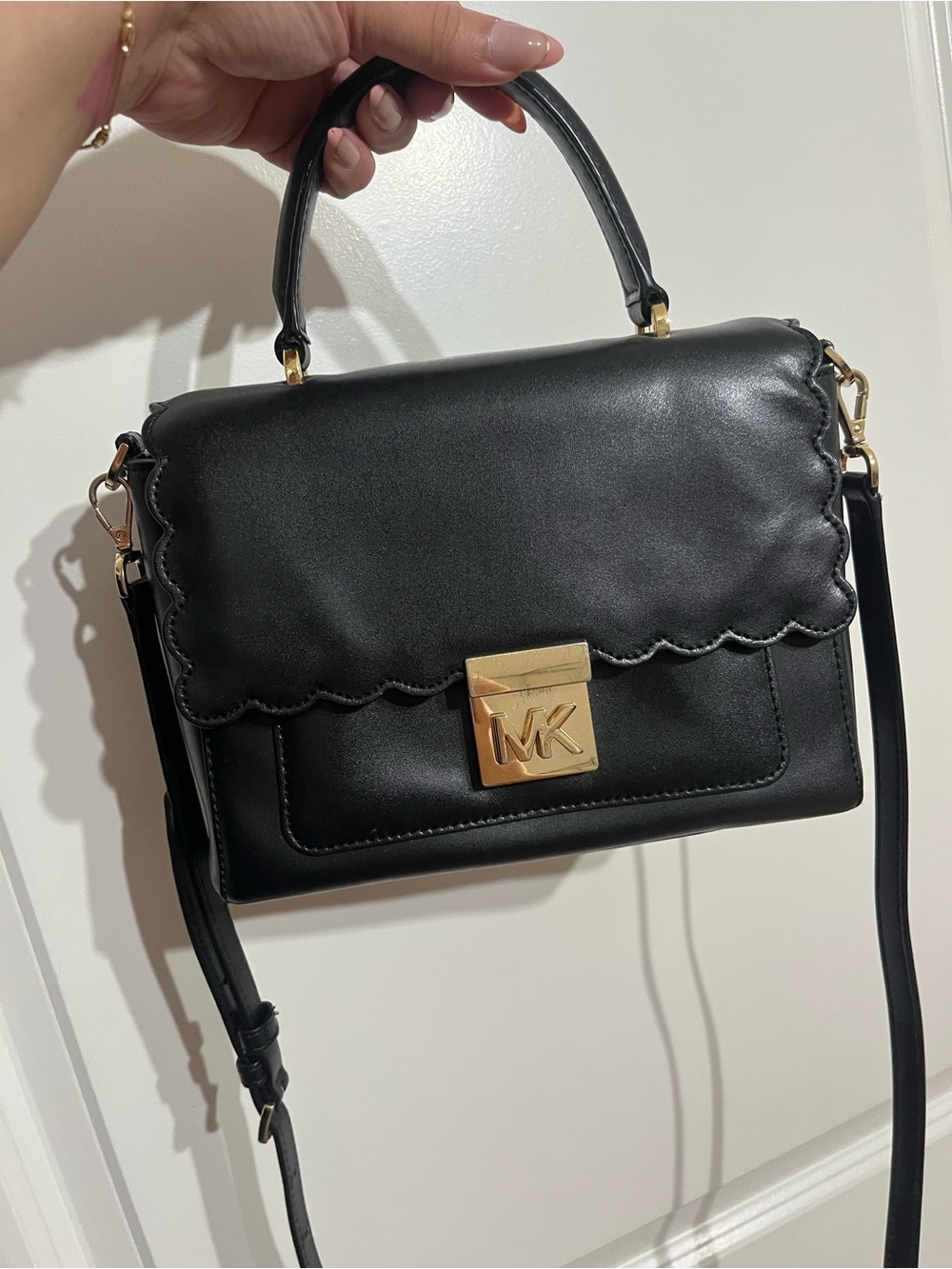 Michael Kors Mindy Medium Convertible Satchel Black Leather
